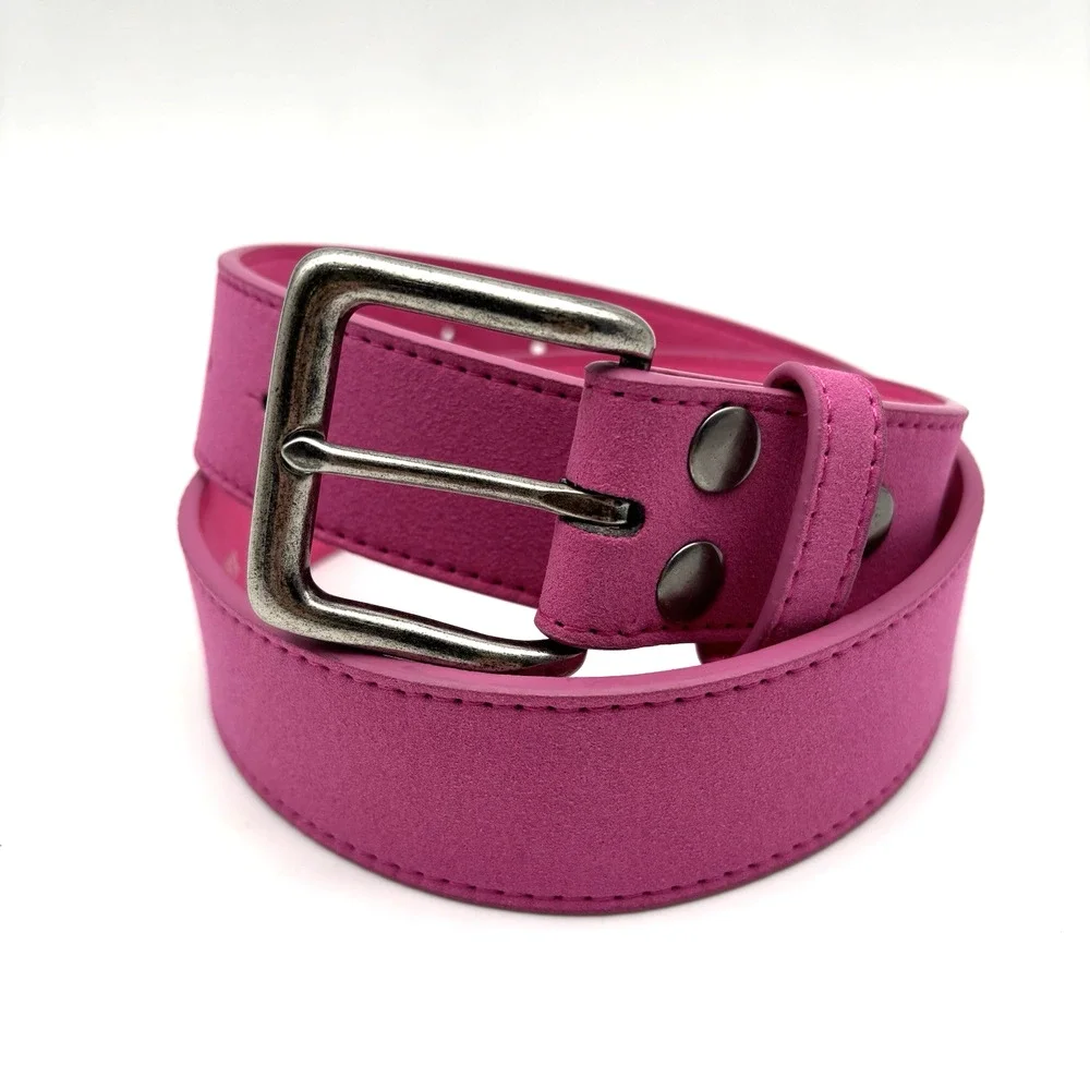 Vintage Y2K Belts.com BS066 Hot Pink Genuine Suede Leather Belt 30 27-33